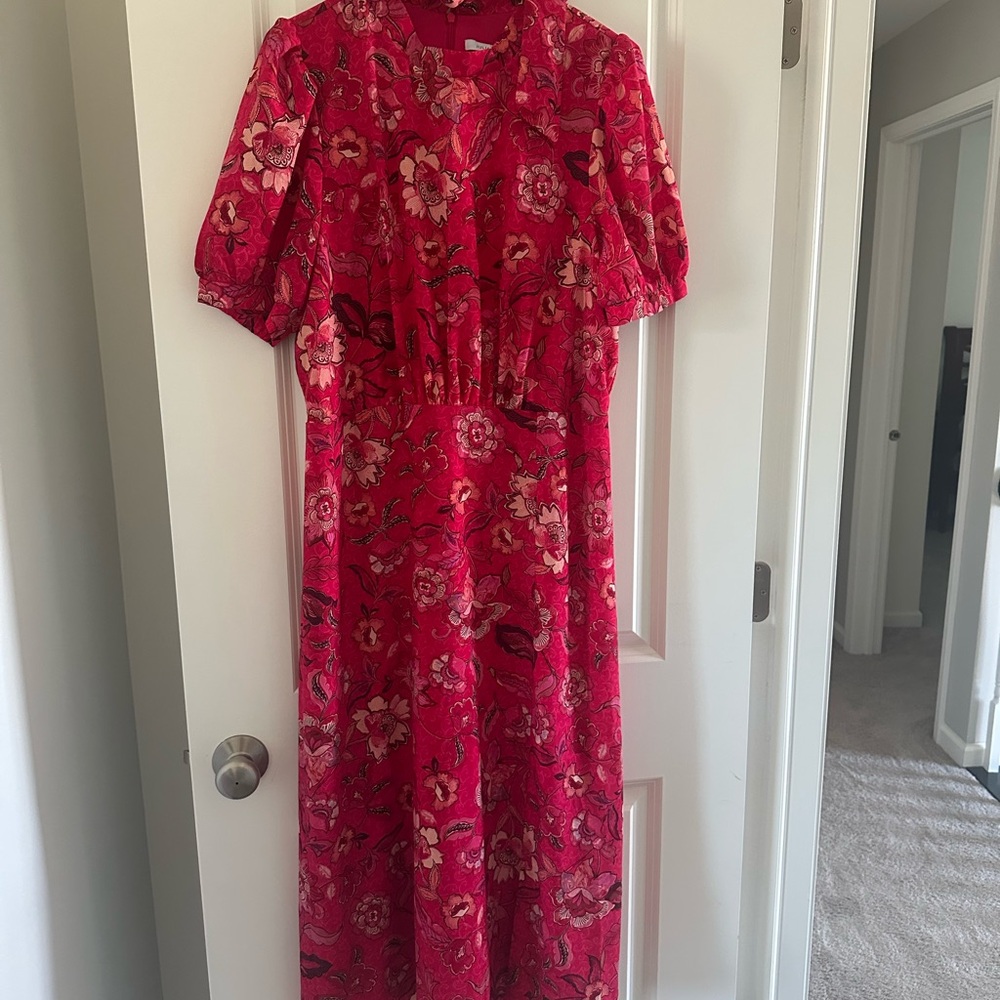 Julia Jordan Mockneck Tie Floral Dress